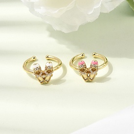 Латунные микропаве кубические цирконии манжеты открытые кольца для женщин, Танцевальная обувь, с эмалью, стойки покрытие, без кадмия и без свинца, долговечный, реальный 18 k позолоченный