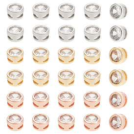 30 шт. 3 цвета стойка покрытие латунь микро паве кубический цирконий слайд-шармы, без кадмия и без свинца, долговечный, плоско-круглые