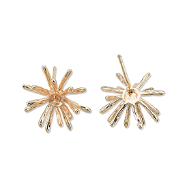 Brass Stud Earring Findings, for Half Drilled Beads, Cadmium Free & Nickel Free & Lead Free, Flower