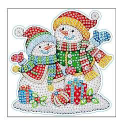 DIY Christmas Snowman Diamond Painting Sticker Kit, Including Resin Rhinestones Bag, Diamond Sticky Pen, Tray Plate and Glue Clay