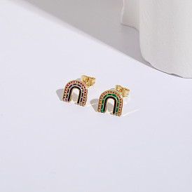 Rainbow Oil Drop Earrings with U-Shaped Silver Pin for LGBTQ+ Fashionistas