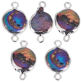 5шт. позолоченные натуральные барочные жемчужины кеши жемчужные подвески-коннекторы, плоские круглые звенья с железными фурнитурами