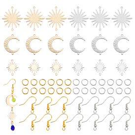 Набор для изготовления серег своими руками, в том числе 24 шт. 6 соединительные элементы из латуни, 100 шт латунные серьги крючки, 100шт латуни кольца прыжок