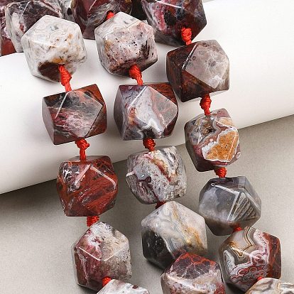 Нити из натурального мексиканского агата/агатового кружева, граненые, ромб