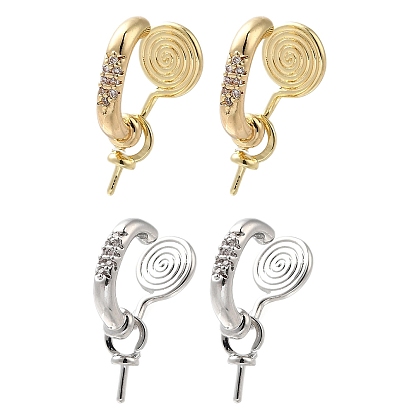 Фурнитура для ушей из латуни с кубическим цирконием, без кадмия, без никеля и без свинца, вихревые