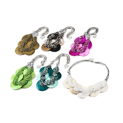 Ожерелья-нагрудники из ракушек из пресноводной воды, окрашенные распылением, и акриловые бусины