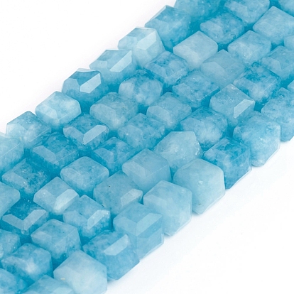 Natürliche weiße Jade Nachahmung amazonite Perlen Stränge, gefärbt, facettiert, Würfel