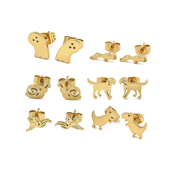 304 из нержавеющей стали серьги, золотые