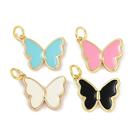 Латунь эмаль подвески, с целью перехода в кольце, без кадмия, без никеля и без свинца, реальный 18 k позолоченный, очарование бабочки