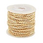 Brass Flat Round Beaded Ball Chains, Unwelded, with Spool