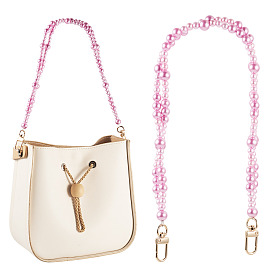 Круглые бусины из АБС-пластика с имитацией жемчуга, удлинительные цепочки, с поворотными застежками из сплава, золотые