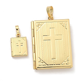 Подвески латуни медальон, фото прелести рамка для ожерелья, долговечный, без свинца и без кадмия, стойки покрытие, прямоугольник с крестом