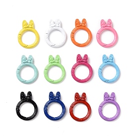 Spray Painted Alloy Spring Gate Rings, Rabbit Ear with Ring