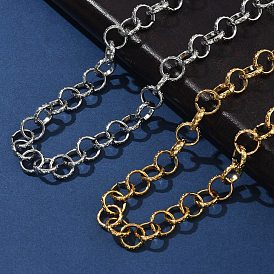304 ожерелья из текстурированной нержавеющей стали в виде цепочки «роло» для женщин, ионное покрытие (ip)