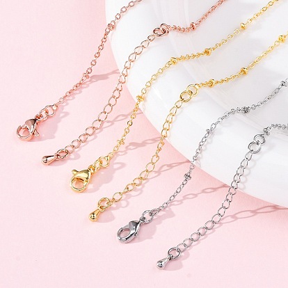 Латунные спутниковые цепочки ожерелья для женщин, 304 из нержавеющей стали застежкой омар, стойки покрытие, без свинца и без кадмия, долговечный