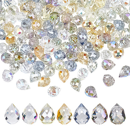 140 шт 7 цвета гальванические стеклянные бусины, граненые, слеза