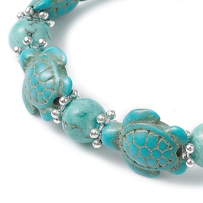 Synthetic Turquoise Tortoise Beaded Stretch Bracelets