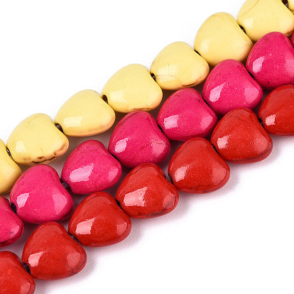 Synthetic Turquoise Beads Strands, Dyed, Heart