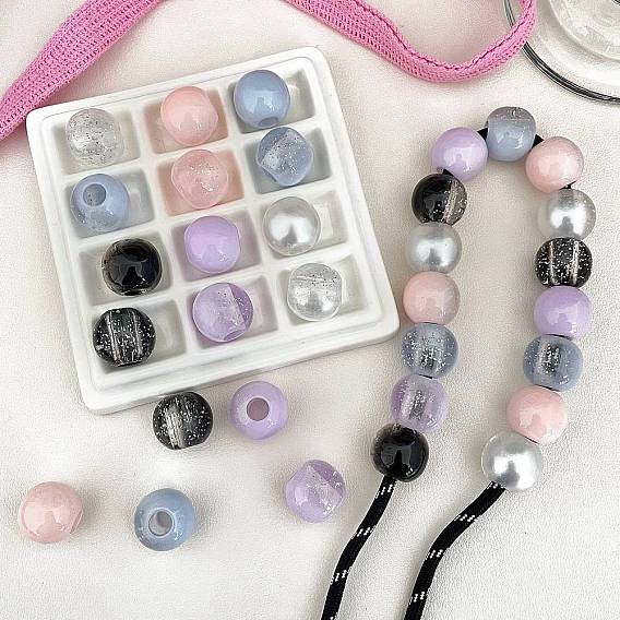 Непрозрачные акриловые бусины, круглые, с блеском порошок