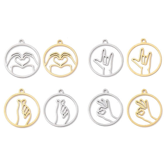 304 подвески из нержавеющей стали, лазерная резка, плоский круглый с подвеской-жестом