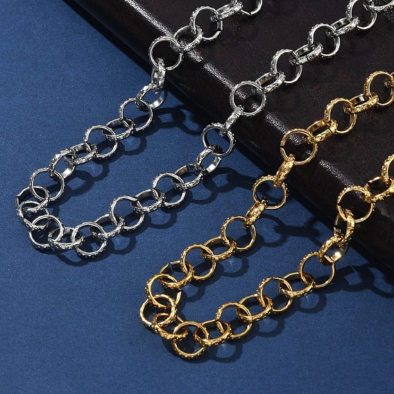 304 ожерелья из текстурированной нержавеющей стали в виде цепочки «роло» для женщин, ионное покрытие (ip)