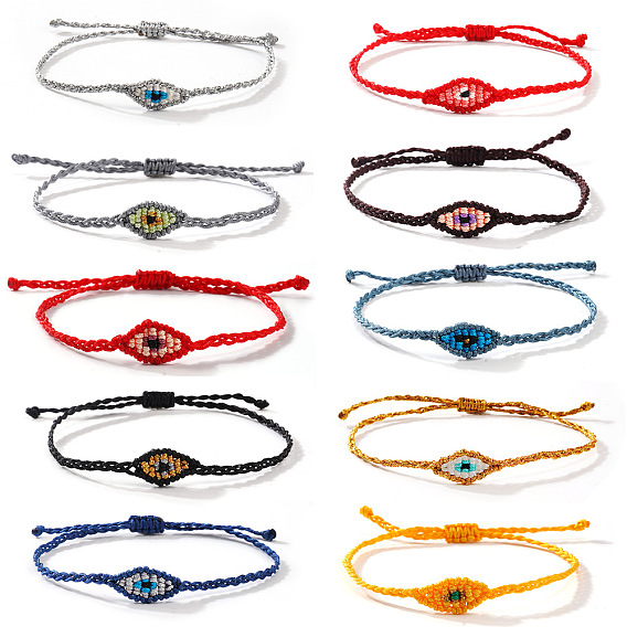 Регулируемые плетеные браслеты из полиэстерового шнура от сглаза для мужчин и женщин