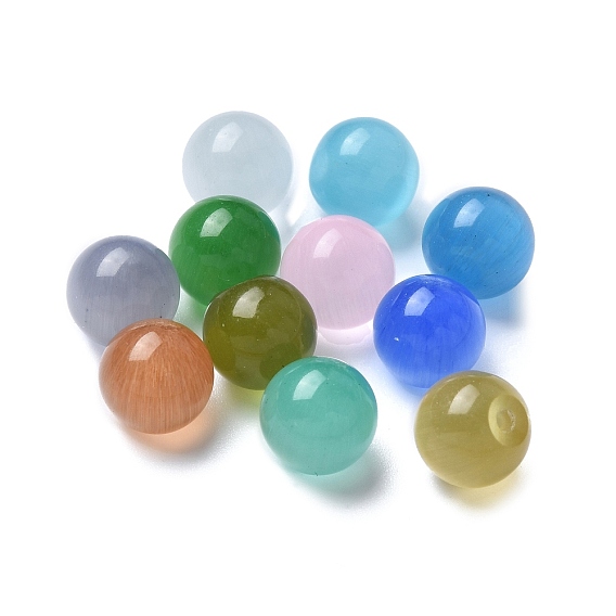 Бусины Кошачие Глаза, круглые, за половину пробурено бисера