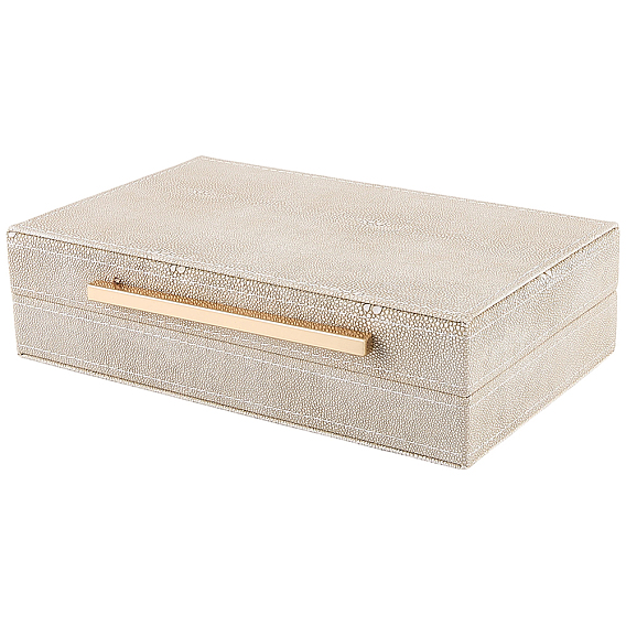 1Pc Wood Covered with PU Leather Jewelry Storage Boxes with Golden Tone Iron Findings, for Trinkets, Rectangle