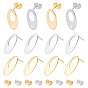 304 Stainless Steel Stud Earring Findings, with Ear Nuts, Oval