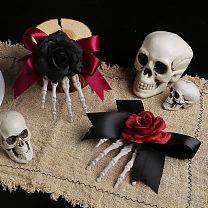 Halloween Party Hair Accessories, Skeleton Hand Plastic & Rose Polyester Alligator Hair Clip