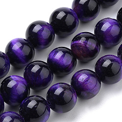 Natural Tiger Eye Beads Strands, Dyed, Round