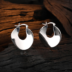 Retro U-shaped Wave Earrings in 925 Sterling Silver, Minimalist and Versatile Jewelry