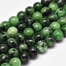Natural Round Ruby in Zoisite Bead Strands