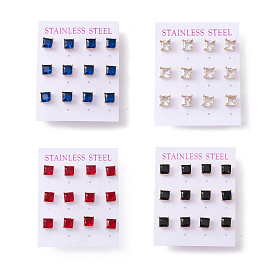 6 сочетает в себе крошечные квадратные серьги-гвоздики с кубическим цирконием, 304 женские украшения из нержавеющей стали