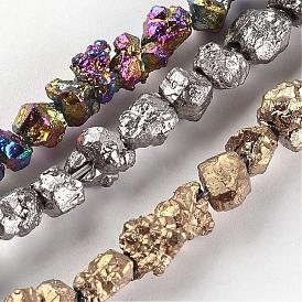 Perles de pierre d'os de dragon naturelles galvanisées, nuggets, 6~12x6~8x4~7mm, Trou: 0.8~1mm, Environ 58~60 pcs/chapelet, 15.5 pouces ~ 15.7 pouces