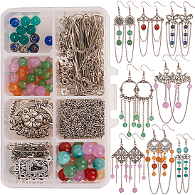 DIY Earring Making, with Tibetan Style Alloy Links and Natural Gemstone Beads, Metal Findings