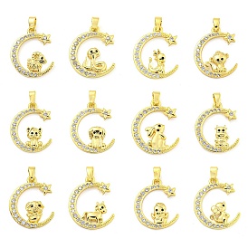 Brass Micro Pave Clear Cubic Zirconia Pendant, The 12 Chinese Zodiac