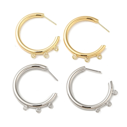 Ring Brass Stud Earring Finding, Half Hoop Earring Finding with Loops