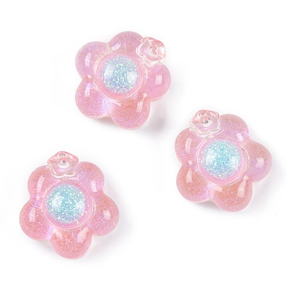 Cabujones decodificados de resina epoxi transparente, Flor de brillo
