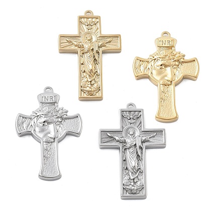 304 подвески из нержавеющей стали, крест с оберегом Иисуса, ионное покрытие (ip)