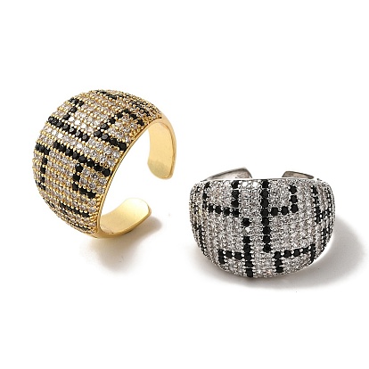 Полка покрытие латунь микро паве кубический цирконий широкие манжеты кольца для женщин, без кадмия и без свинца, долговечный
