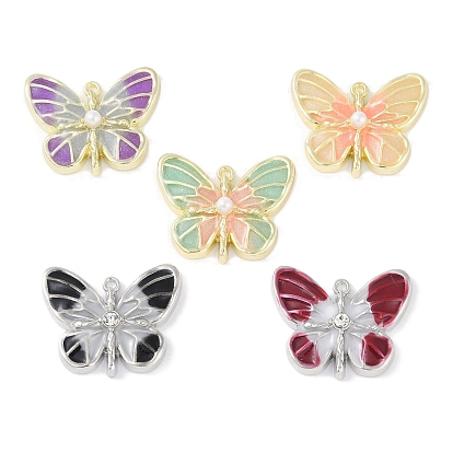 Стойки обшивки сплава эмали подвески, с имитацией абс-жемчуга и блестками, без кадмия, без никеля и без свинца, очарование бабочки