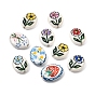 Handmade Porcelain Beads, Hand Painted, Famille Rose Porcelain, Oval with Flower/Strawberry