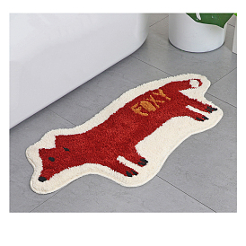 Cartoon Style Fox Polyester Doormats, Room Rugs, for Home Decoration