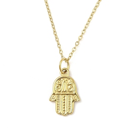 Ion Plating(IP) 304 Stainless Steel Pendant Necklaces for Women, Hamsa Hand