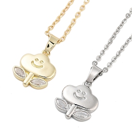 Латунный прозрачный кубический цирконий кабельная цепь улыбающееся лицо облако цветок кулон ожерелья