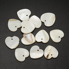 Shell Heart Pendants, 17x17x2mm, Hole: 1mm