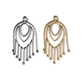 201 из нержавеющей стали филигранные подвески, овальные с подвесками-кисточками