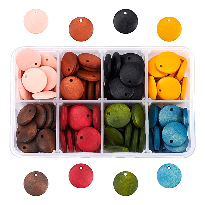 Painted Wood Charms, Flat Round