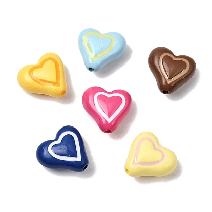Двухцветные непрозрачные акриловые эмалевые бусины, бусины ручной работы, сердце